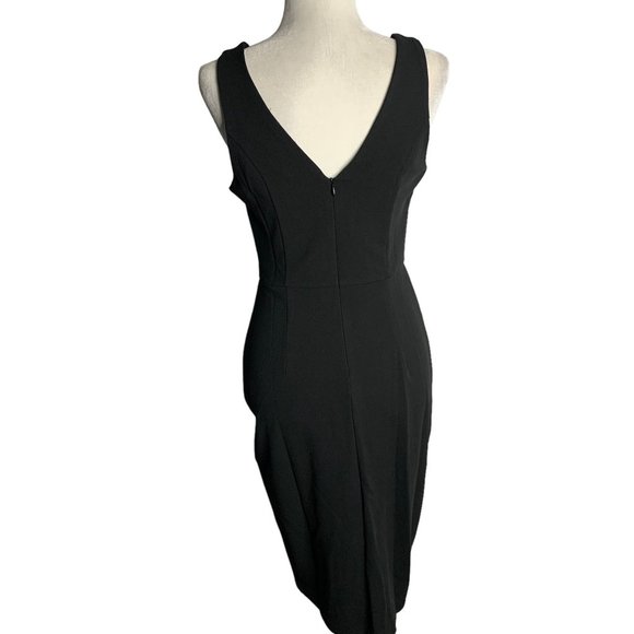 Missjoy Wrap Skirt Sheath Dress S Black V Neck Sleeveless Zip Pleated Draped - Picture 6 of 8